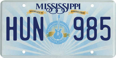 MS license plate HUN985