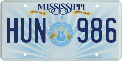 MS license plate HUN986
