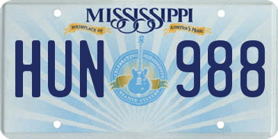 MS license plate HUN988