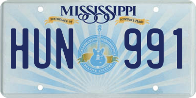 MS license plate HUN991