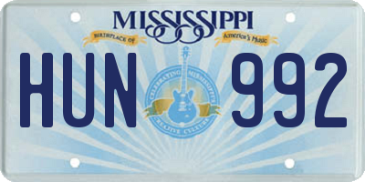 MS license plate HUN992