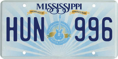 MS license plate HUN996