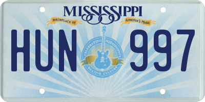 MS license plate HUN997