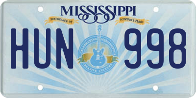 MS license plate HUN998