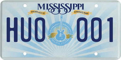 MS license plate HUO001