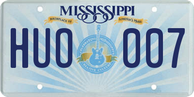MS license plate HUO007