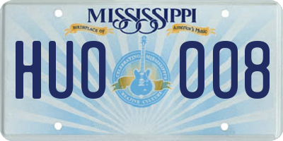MS license plate HUO008
