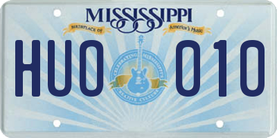 MS license plate HUO010