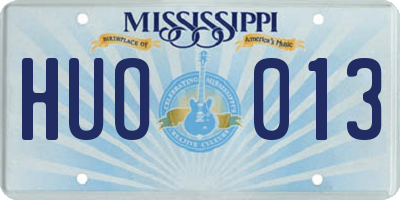 MS license plate HUO013