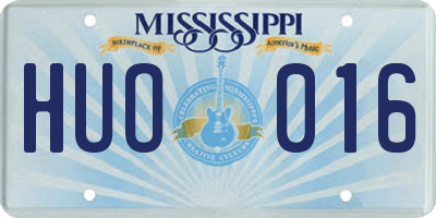 MS license plate HUO016
