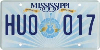MS license plate HUO017