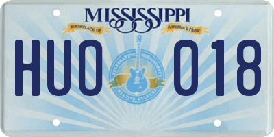 MS license plate HUO018