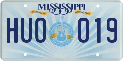 MS license plate HUO019