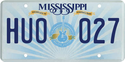 MS license plate HUO027