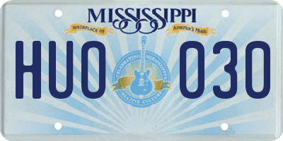 MS license plate HUO030