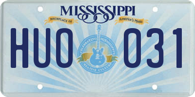 MS license plate HUO031