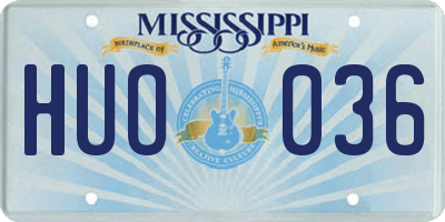 MS license plate HUO036