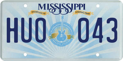MS license plate HUO043