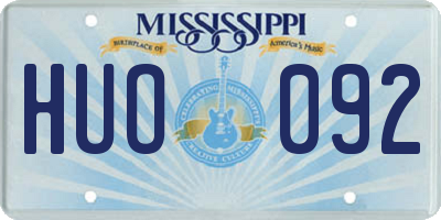 MS license plate HUO092