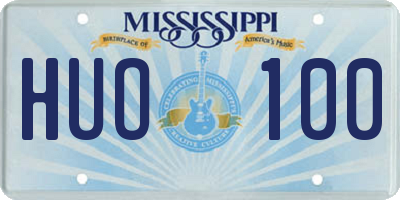 MS license plate HUO100