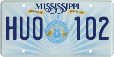 MS license plate HUO102