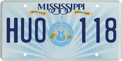 MS license plate HUO118