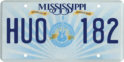 MS license plate HUO182