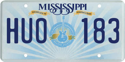 MS license plate HUO183