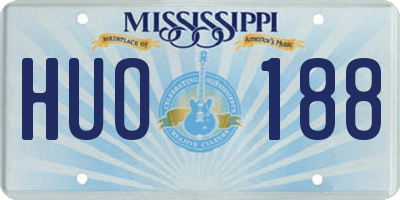 MS license plate HUO188