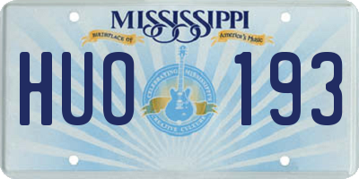 MS license plate HUO193