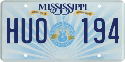 MS license plate HUO194