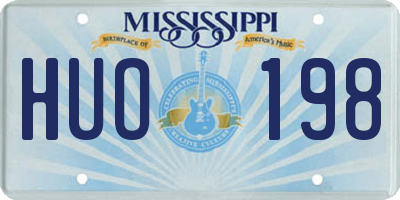 MS license plate HUO198