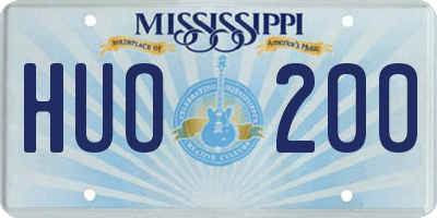 MS license plate HUO200