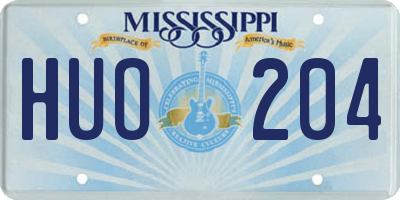 MS license plate HUO204