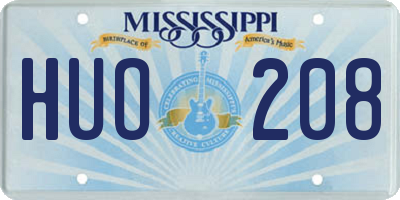 MS license plate HUO208