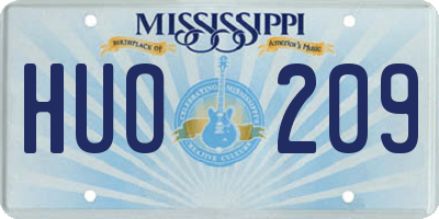 MS license plate HUO209