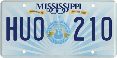 MS license plate HUO210