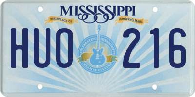 MS license plate HUO216
