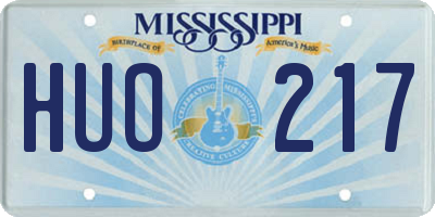 MS license plate HUO217