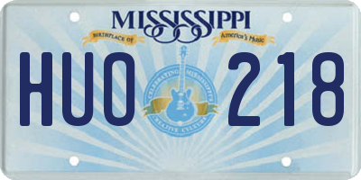 MS license plate HUO218