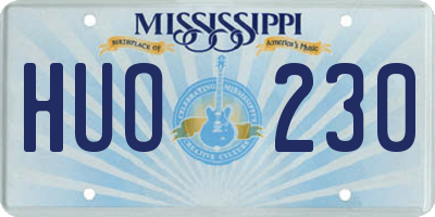 MS license plate HUO230