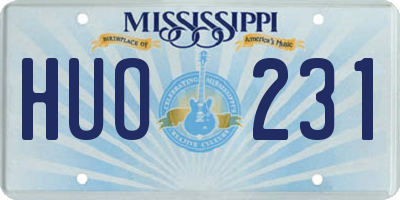 MS license plate HUO231