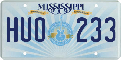 MS license plate HUO233