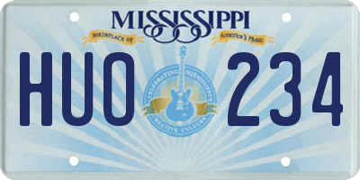 MS license plate HUO234