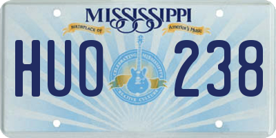 MS license plate HUO238