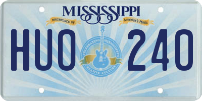 MS license plate HUO240