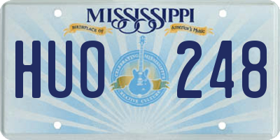 MS license plate HUO248