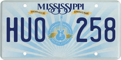 MS license plate HUO258