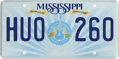MS license plate HUO260
