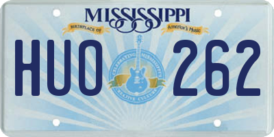MS license plate HUO262